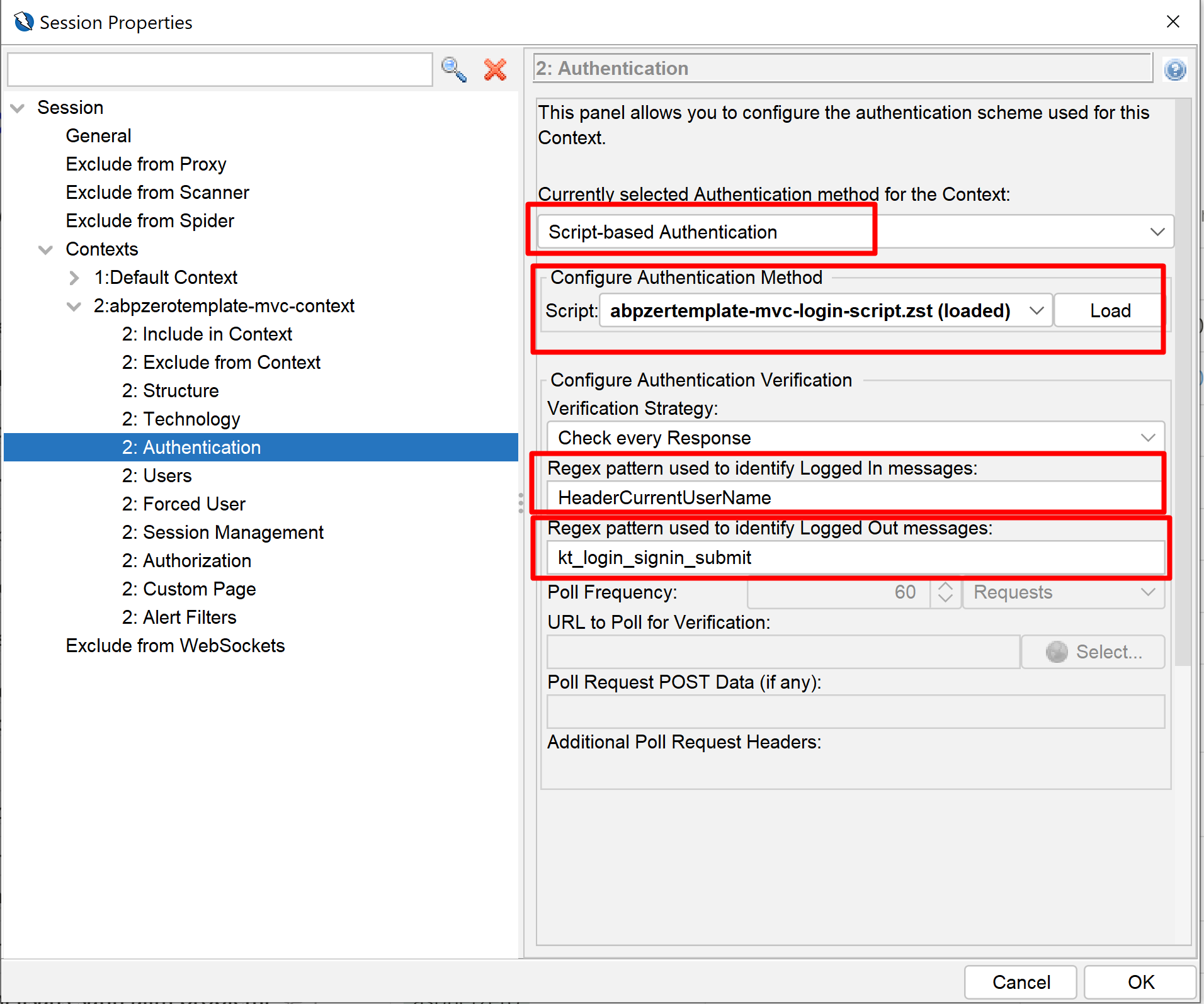 Load OWASP Context Authentication