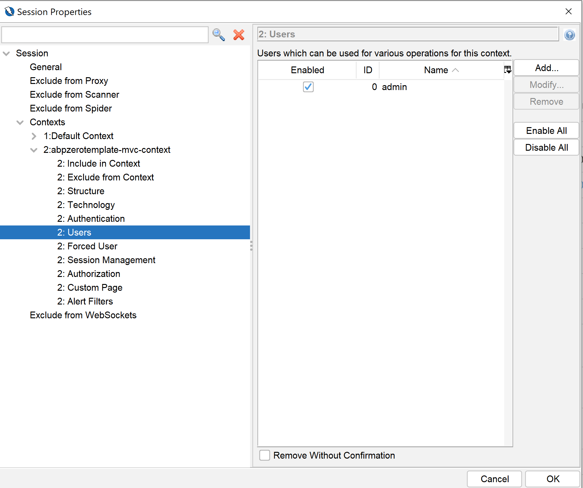 Load OWASP Context Users