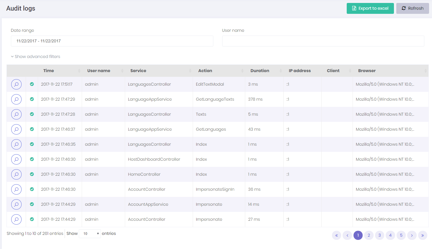 Audit logs