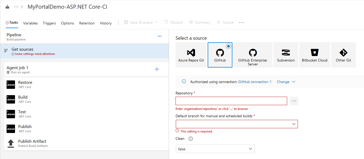 Configure GitHub repository