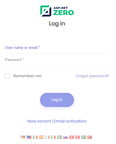 Login page