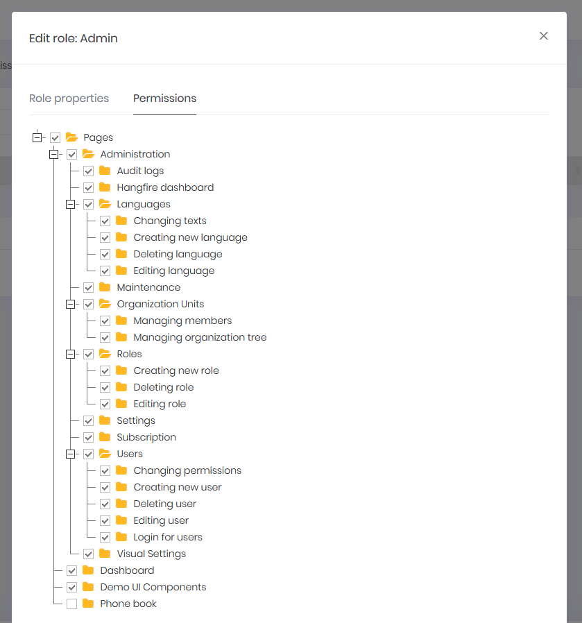 Role permissions