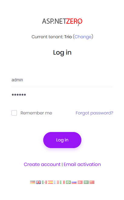 Login as tenant admin