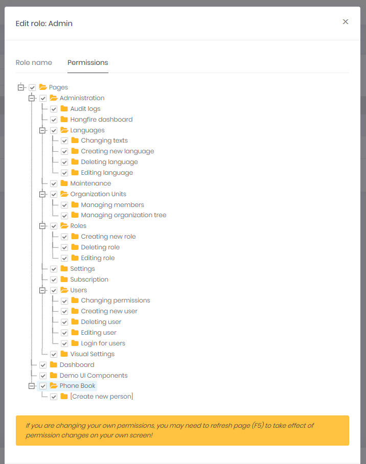 User specific permissions