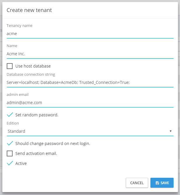 Creating tenant