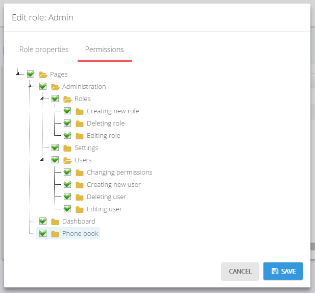 Role permissions