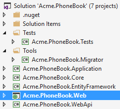 ASP.NET Zero solution structure