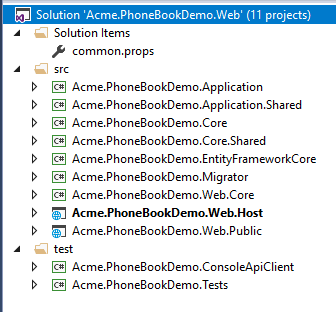 ASP.NET Core solution structure