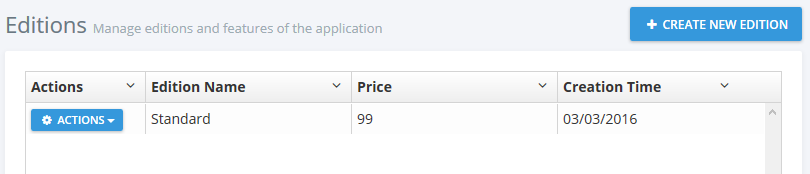 UI table for editions