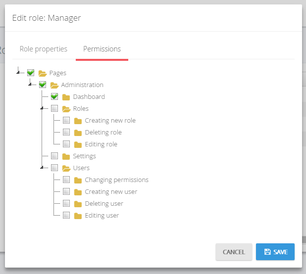 Role permissions