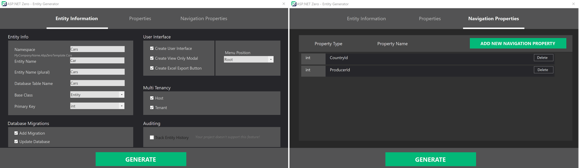 Navigation property creation example