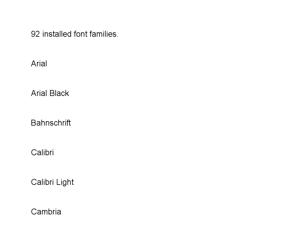 Installed fonts