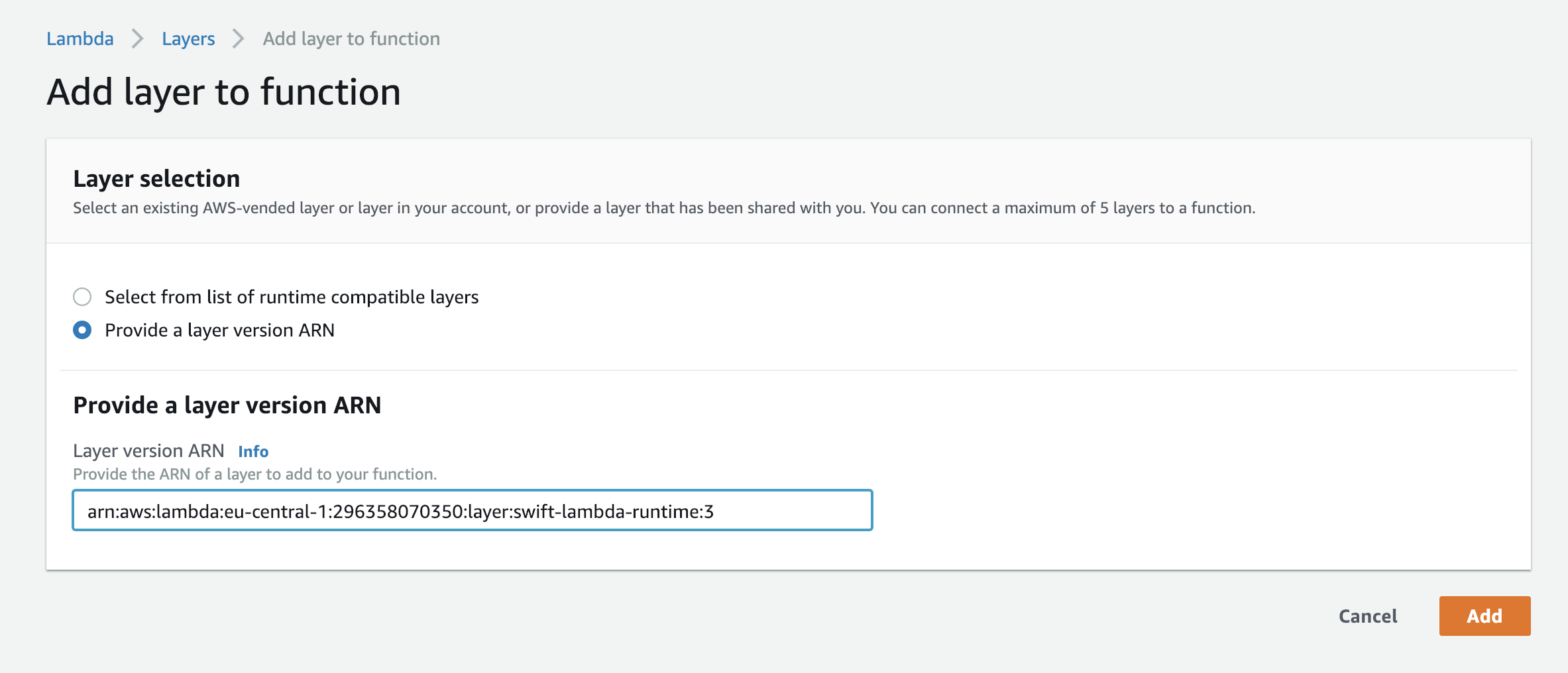 Reference the layer from the lambda