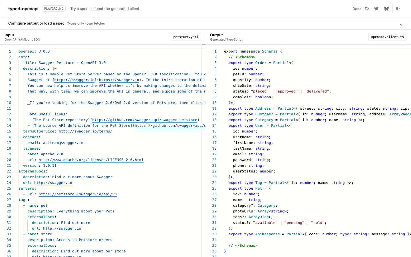 typed-openapi playground screenshot