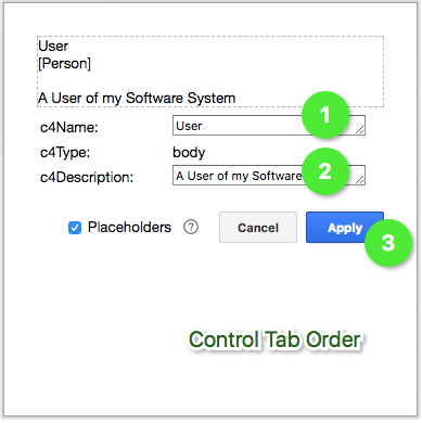 Control Tab Order of C4 Notation Shape Properties Dialog