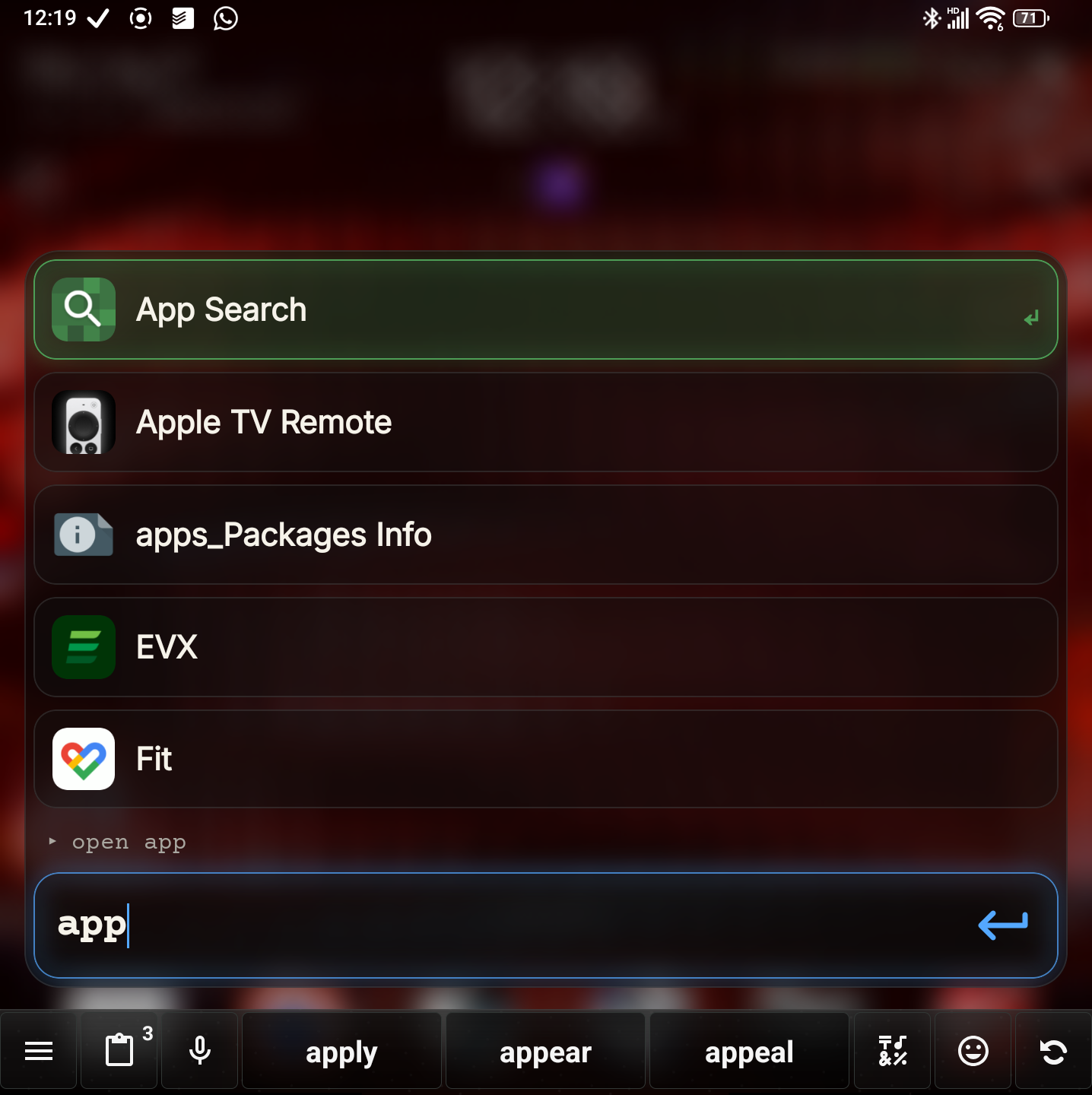 Commander app search