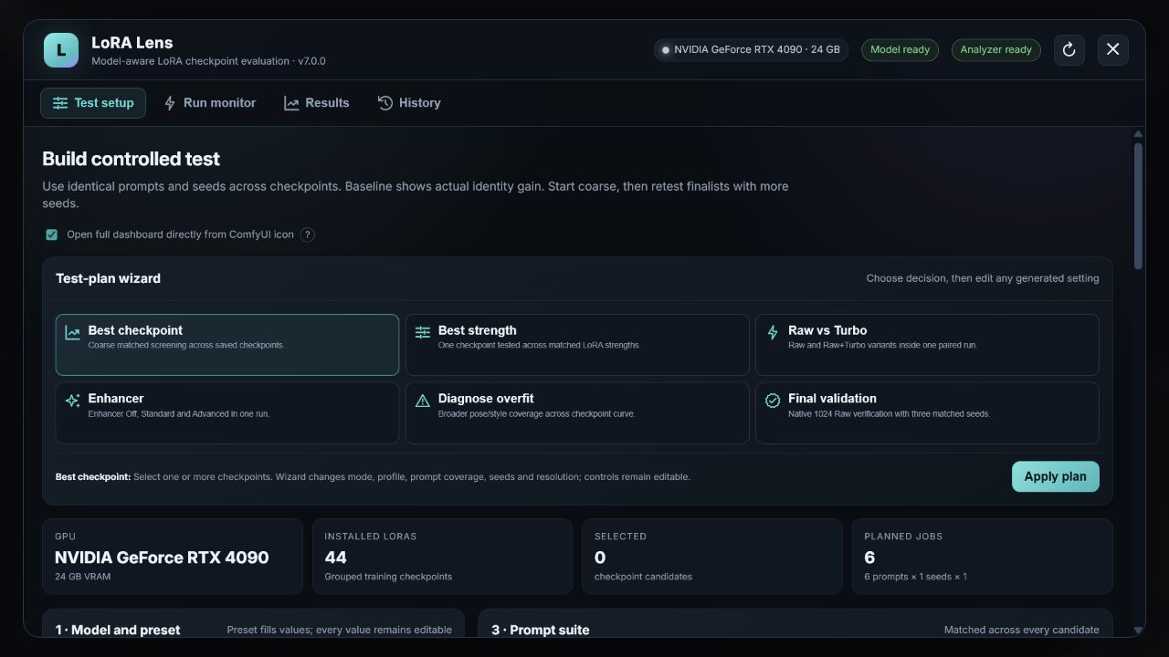 LoRA Lens dashboard