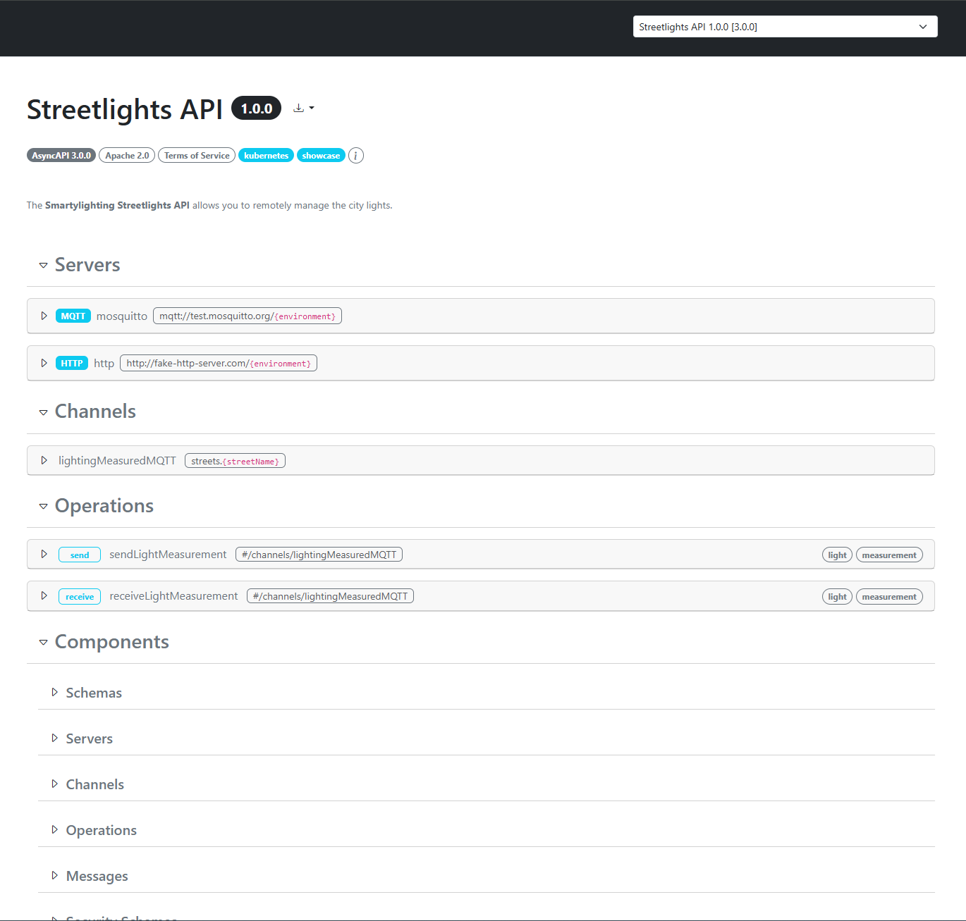 AsyncAPI UI - Screenshot