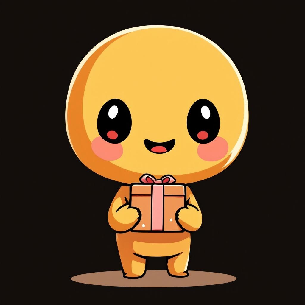 Porulle mascot — chibi merchant holding a parcel