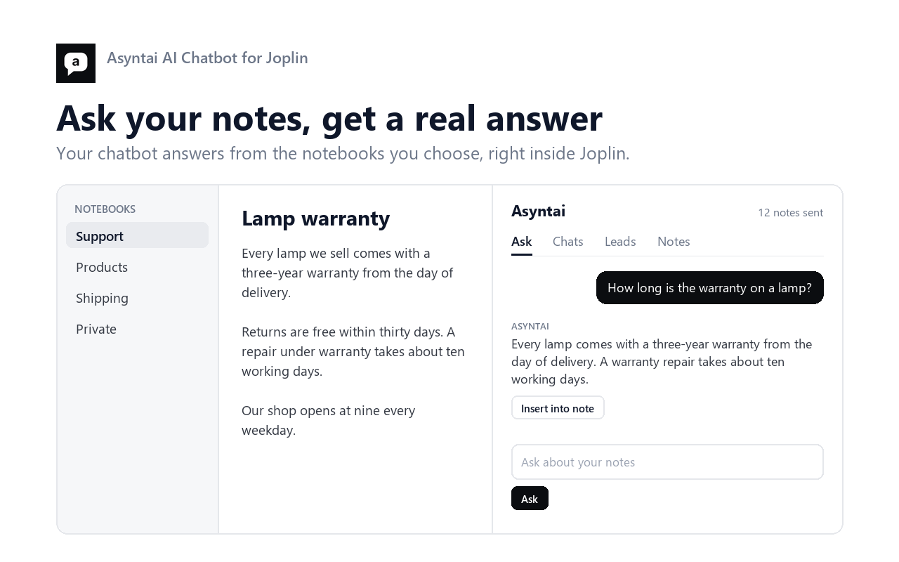 Ask your notes in Joplin