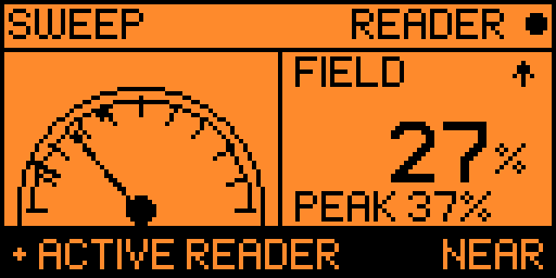 Sweep — reader found, meter pegged