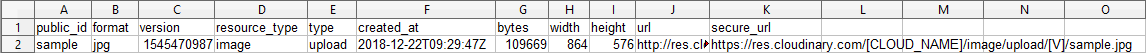 cloudinary export csv list screenshot