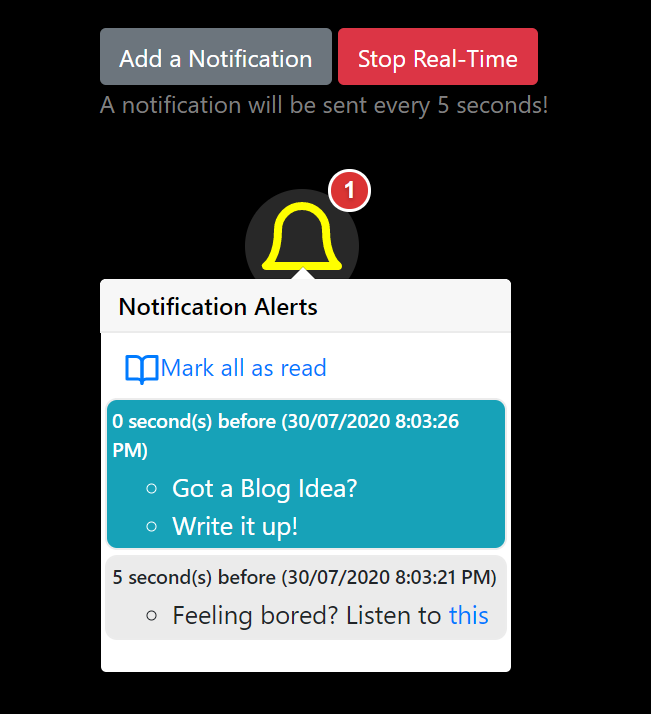 notification with messages
