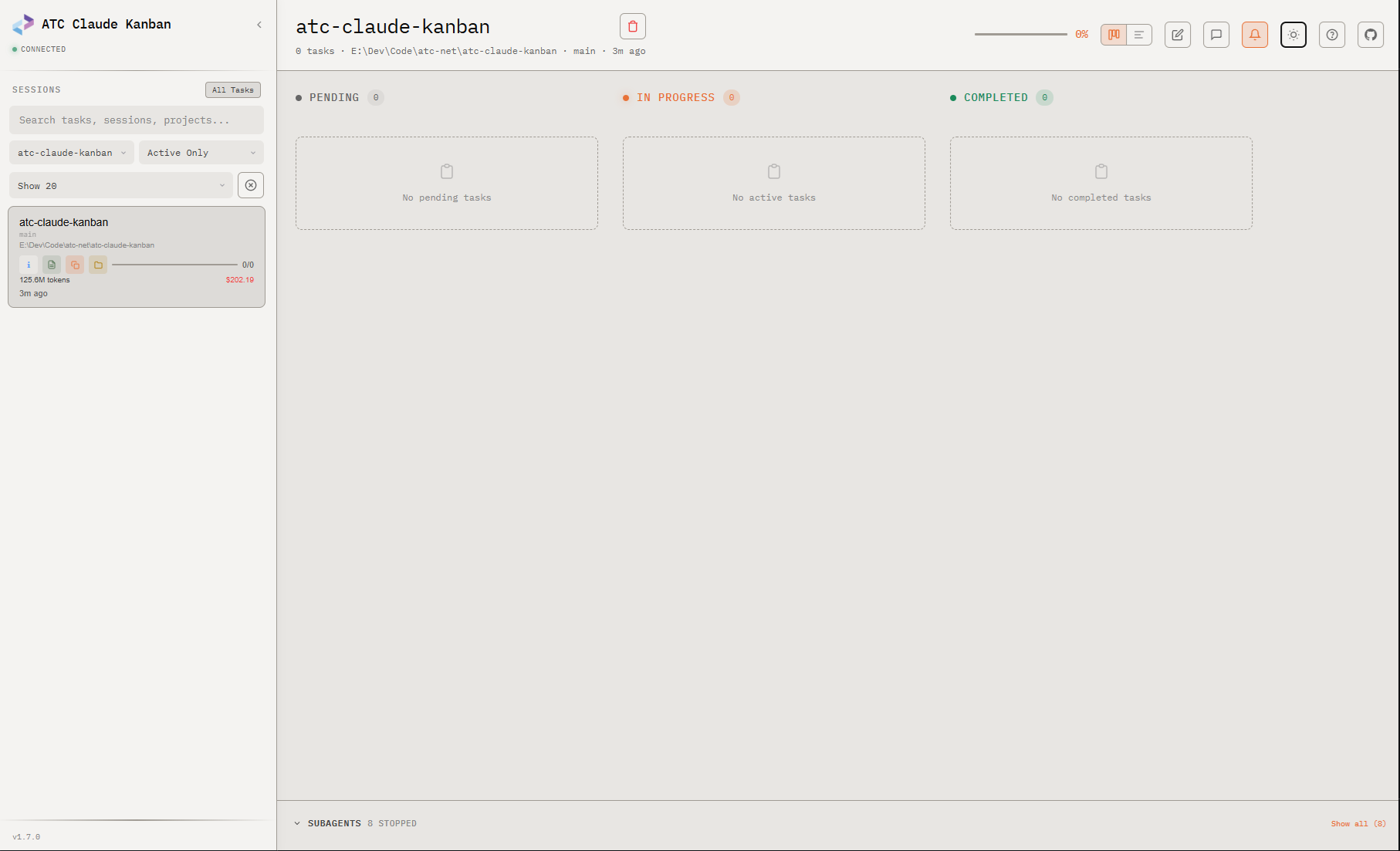 Dashboard — light theme