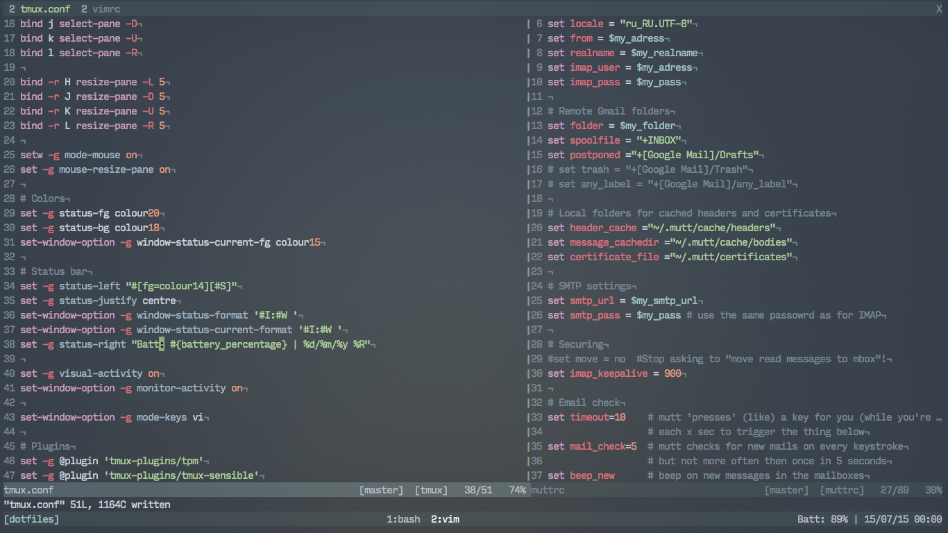 mrzool tmux/vim config