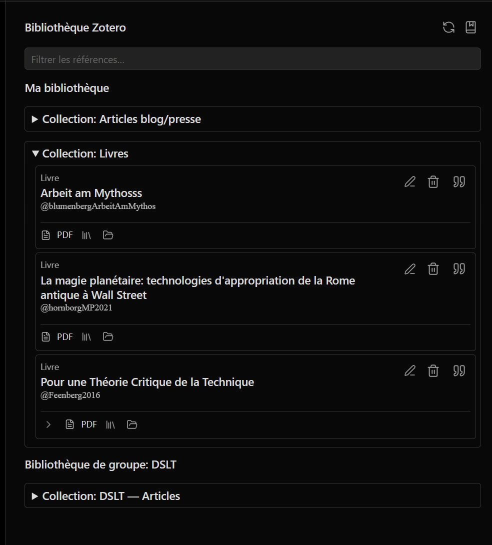 Panneau des références formatées