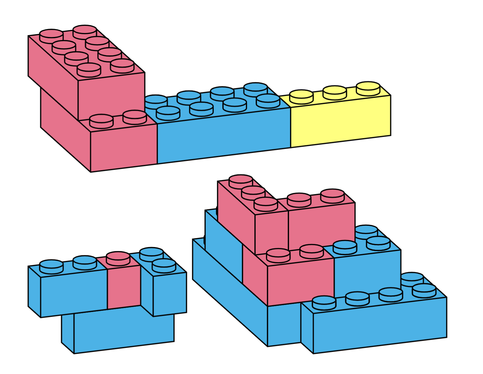 Example render of lego bricks using LaTeX/TikZ