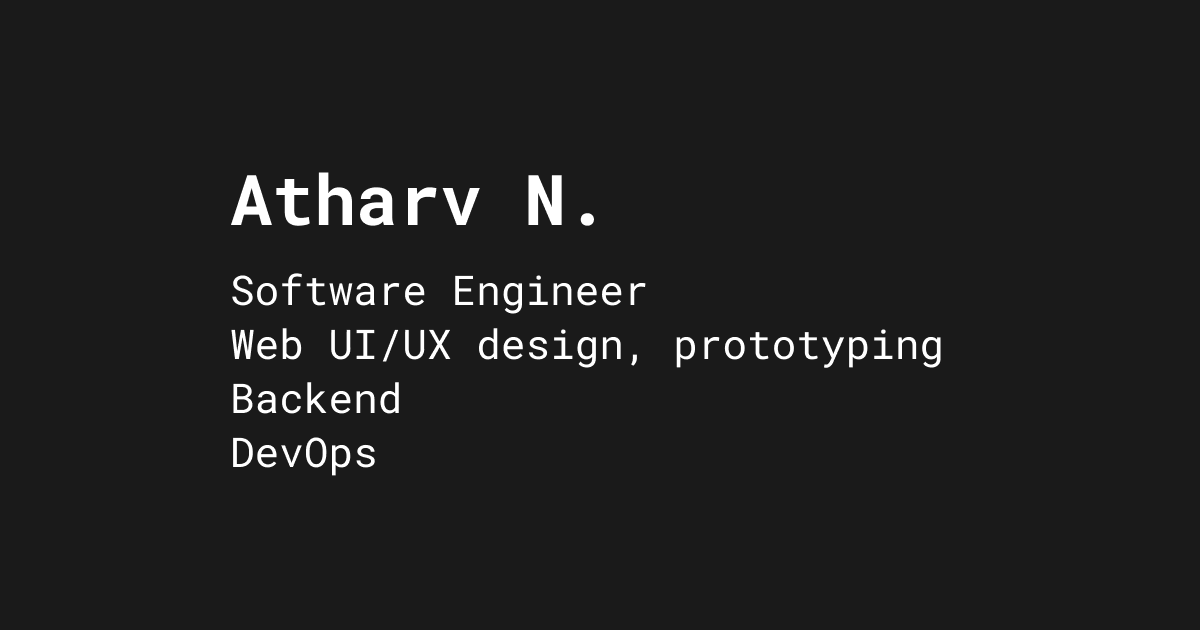 Atharv N | Software Engineer