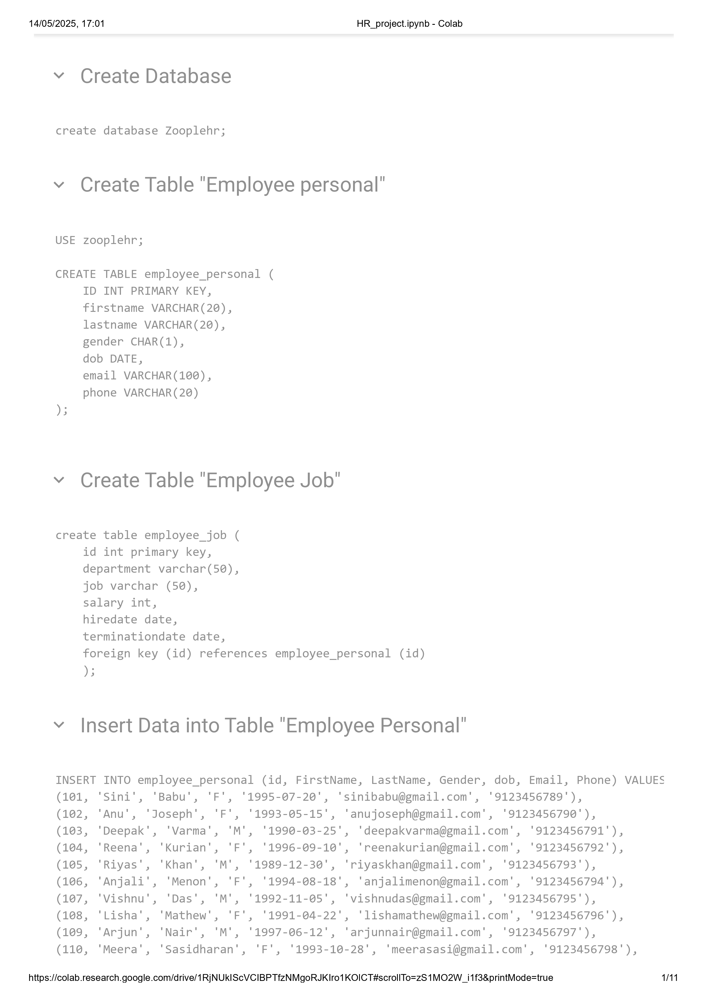 MySQL HR Data Migration