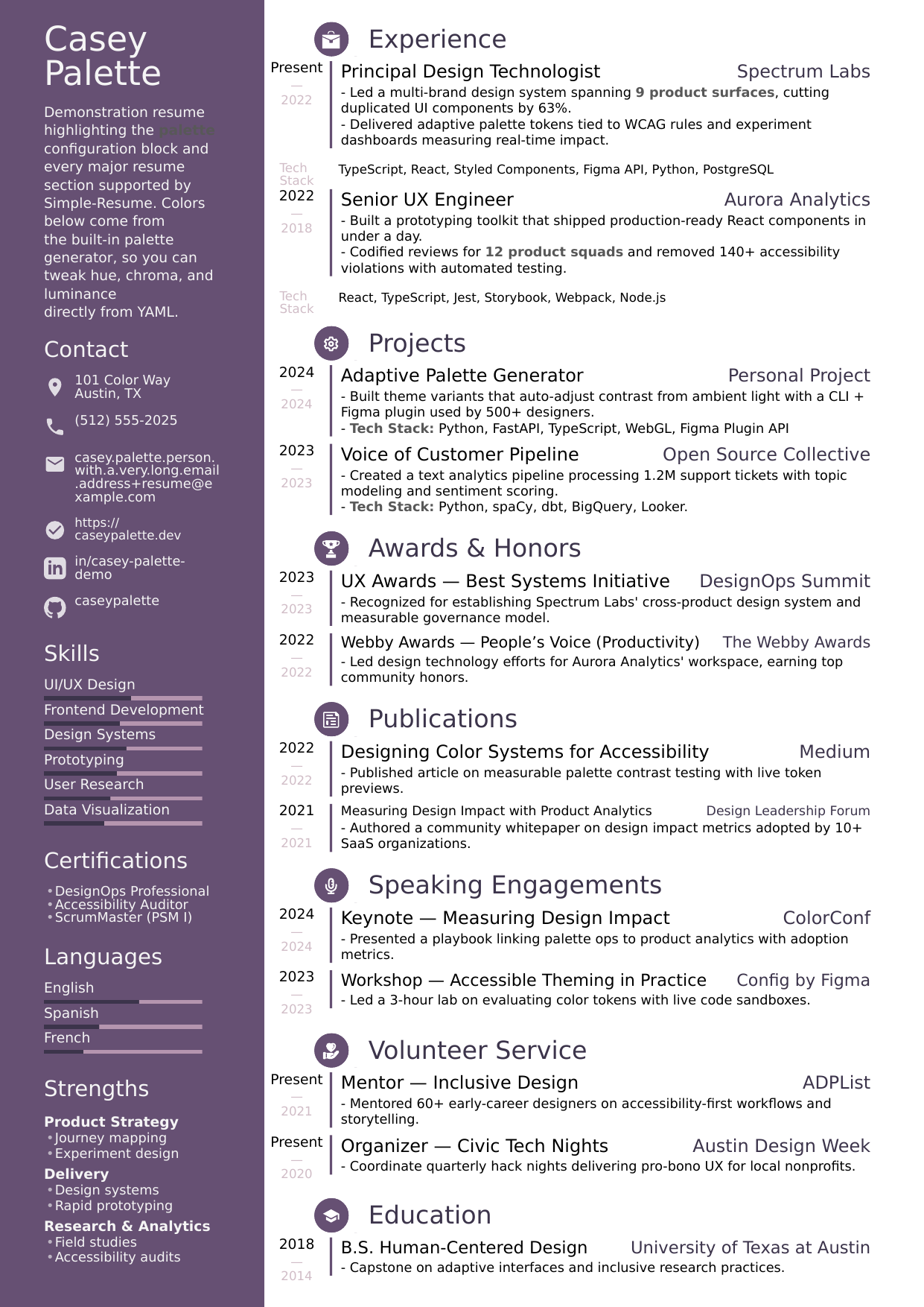 simple-resume 网站模板截图