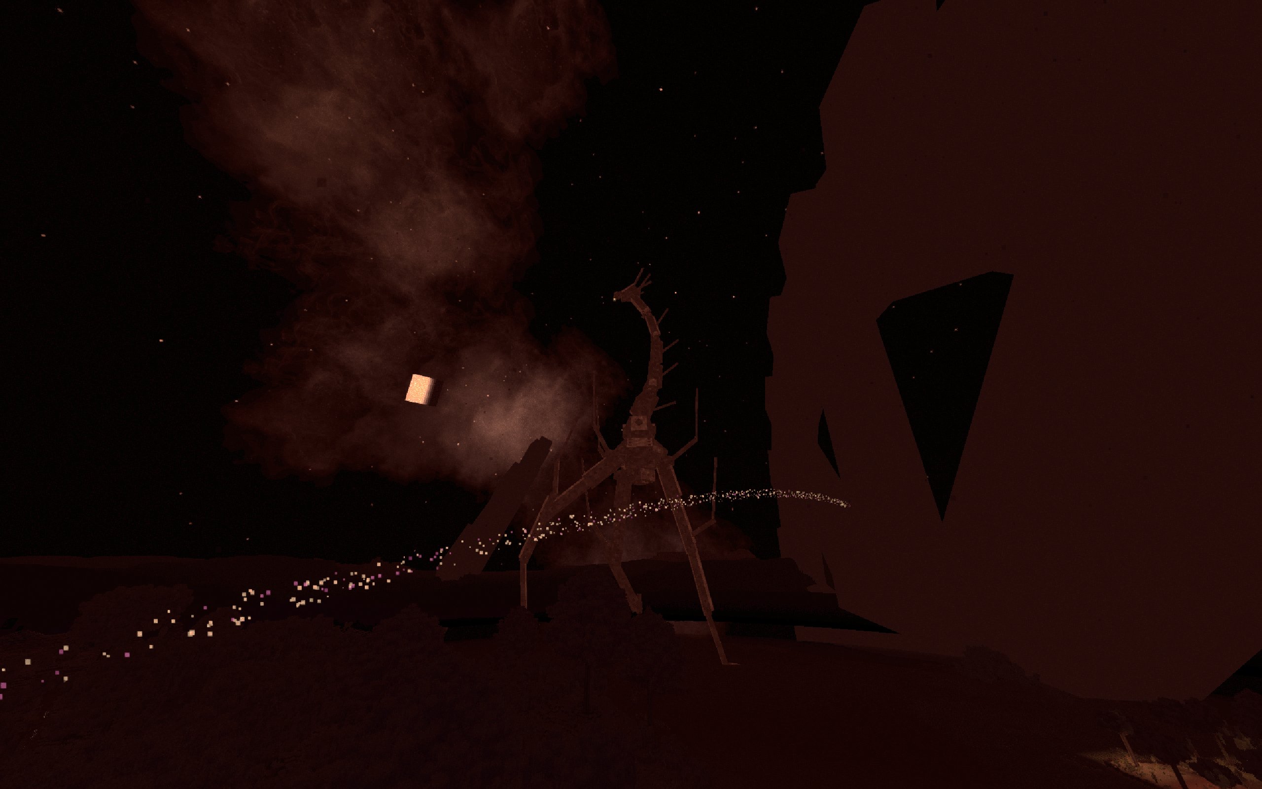 A pale visitor on a dark mountainside