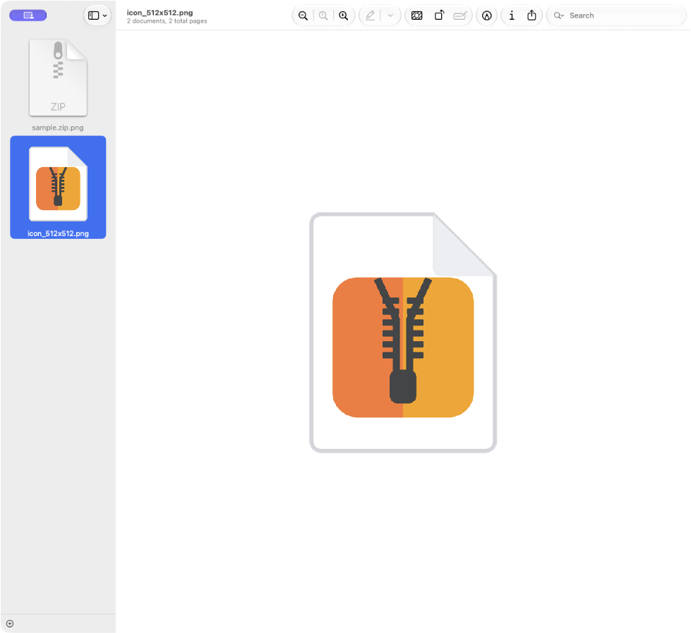 New MacPacker archive document icon