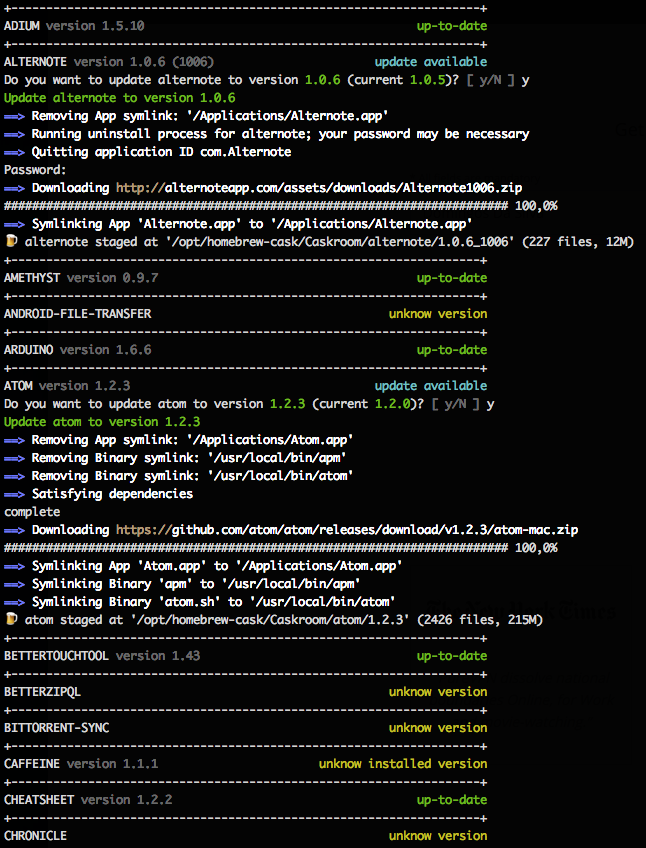 Homebrew cask upgrade (ruby)