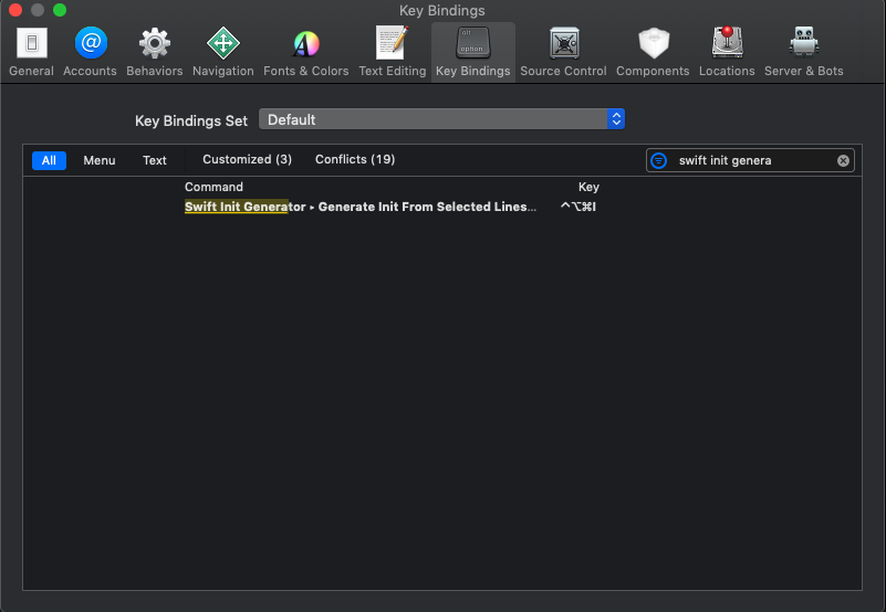 Swift Init Generator - Hotkeys