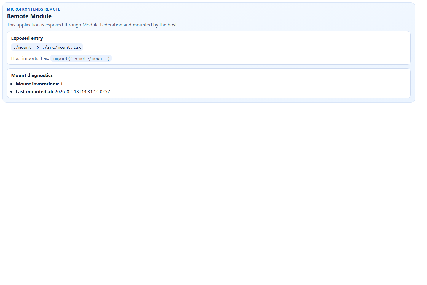 Microfrontends remote dashboard