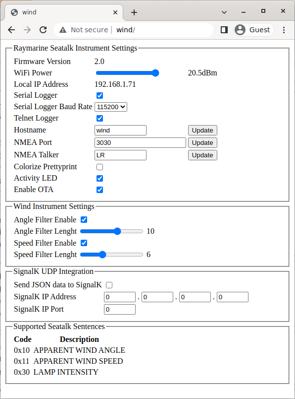 Configuration Web Page