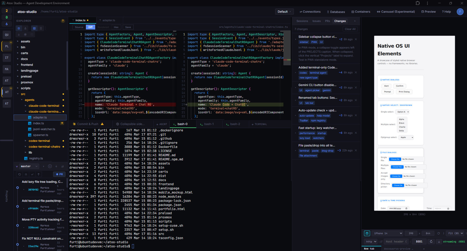 Atoo Studio on a standard display