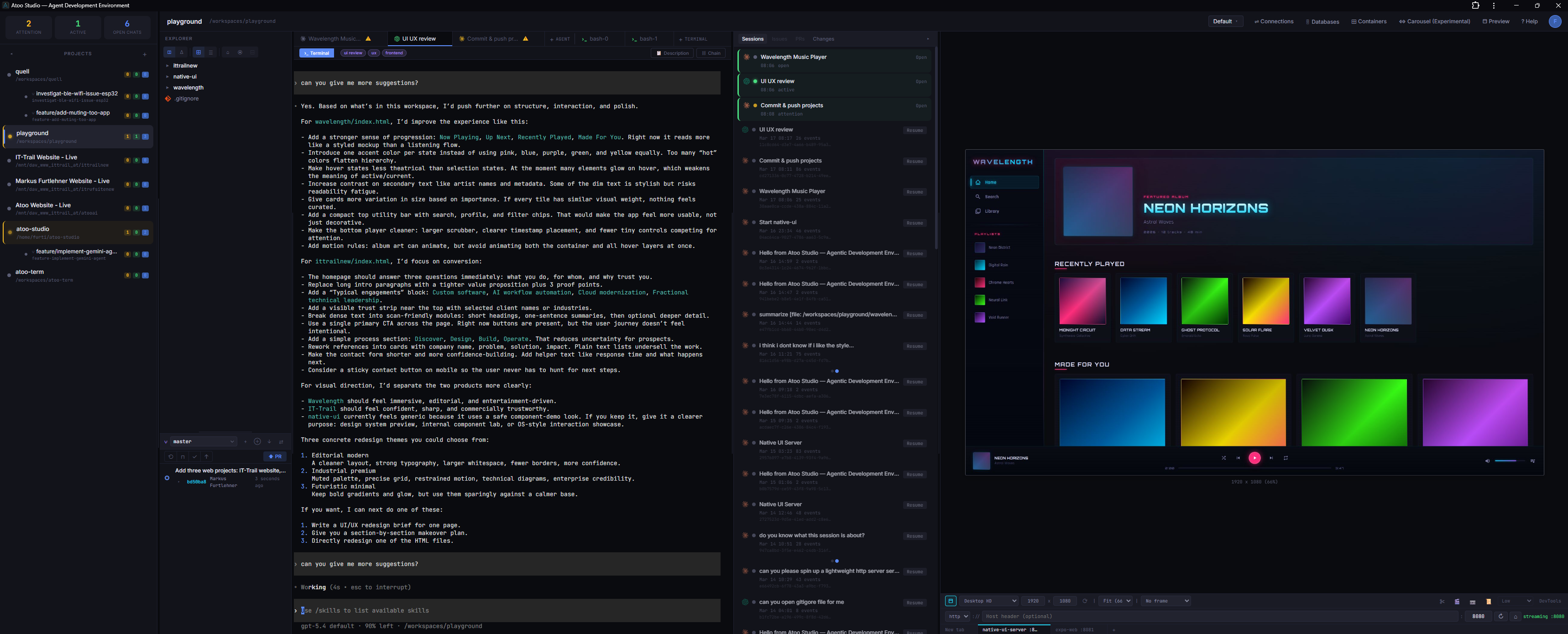 Atoo Studio on an ultrawide display