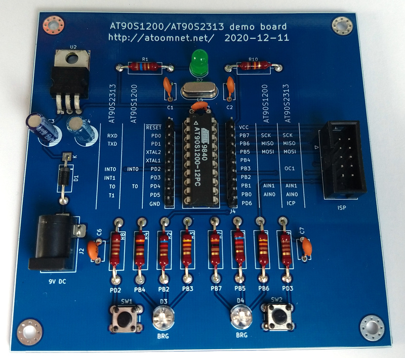 AT90S1200/AT90S2313 demo board, from the project README