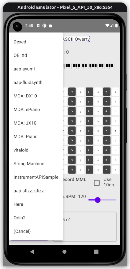 AAP Instruments on Kmmk virtual MIDI keyboard