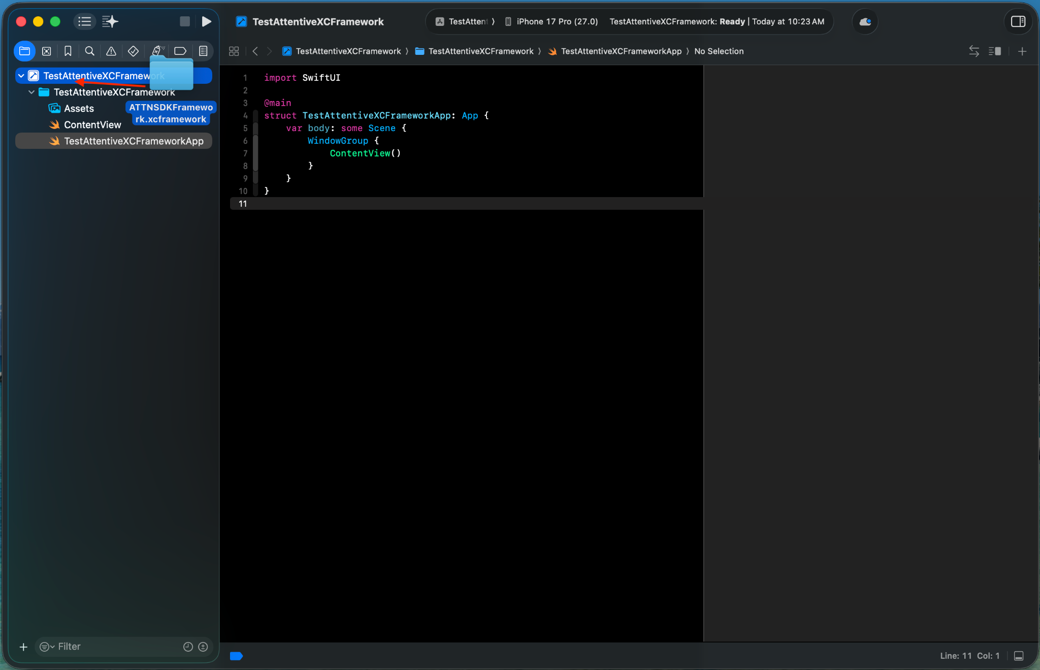 XCFramework integration Step 2a