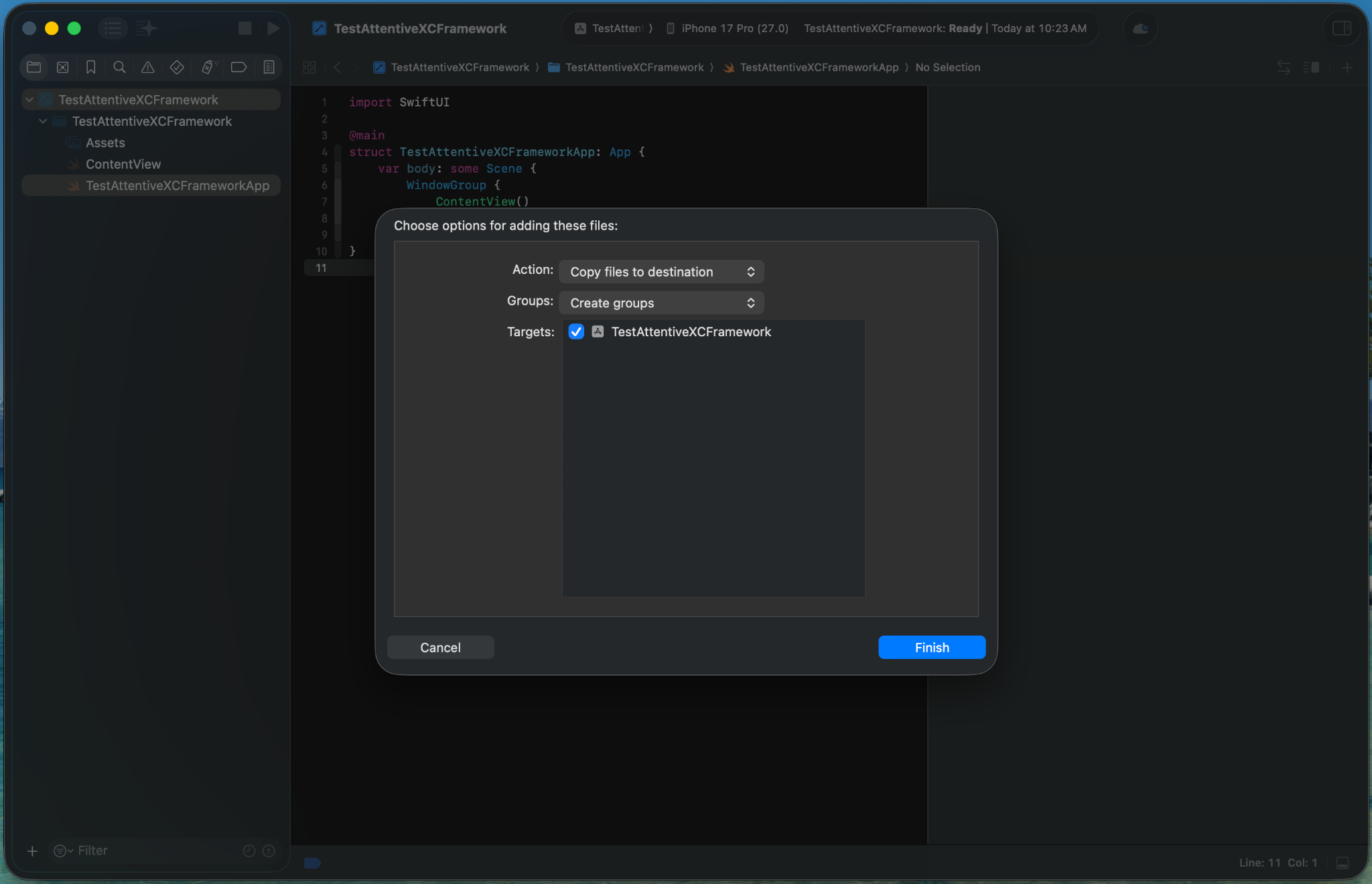 XCFramework integration Step 2b