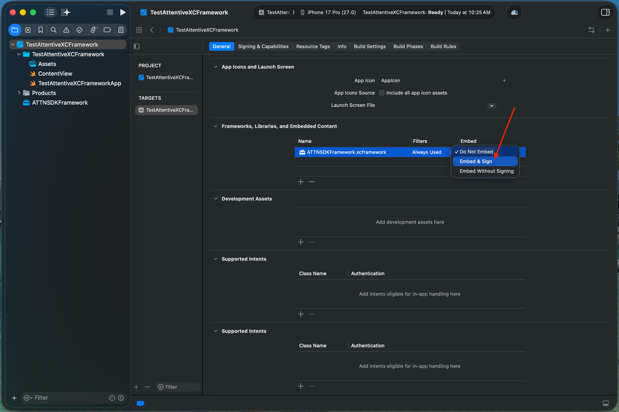 XCFramework integration Step 4