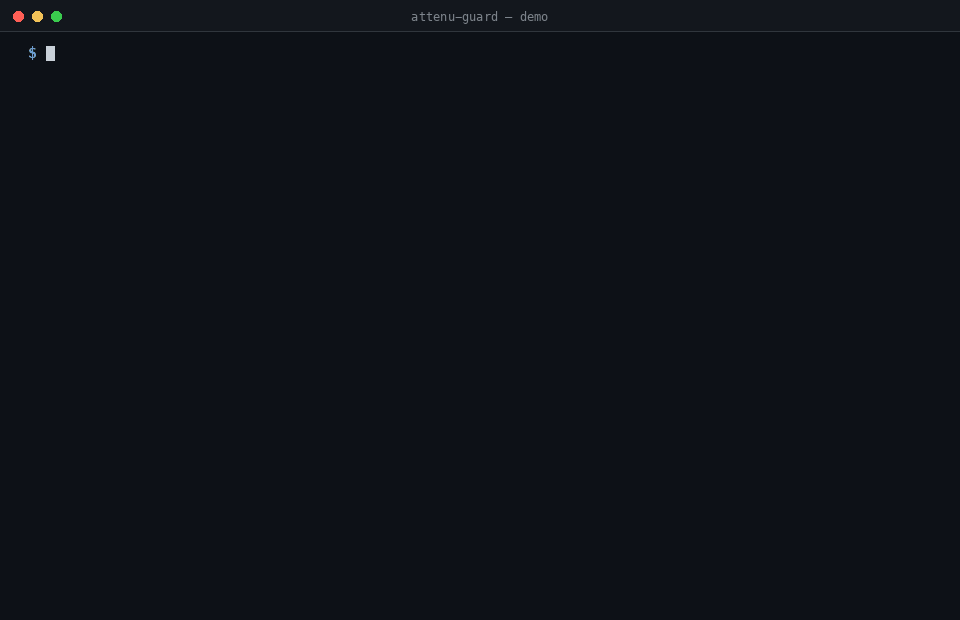 attenu-guard demo — the poisoned summariser: one legitimate read allowed, the exfiltration blocked, the subtree revoked, the audit chain verified