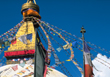 Prayer flags over Buddhist Temple