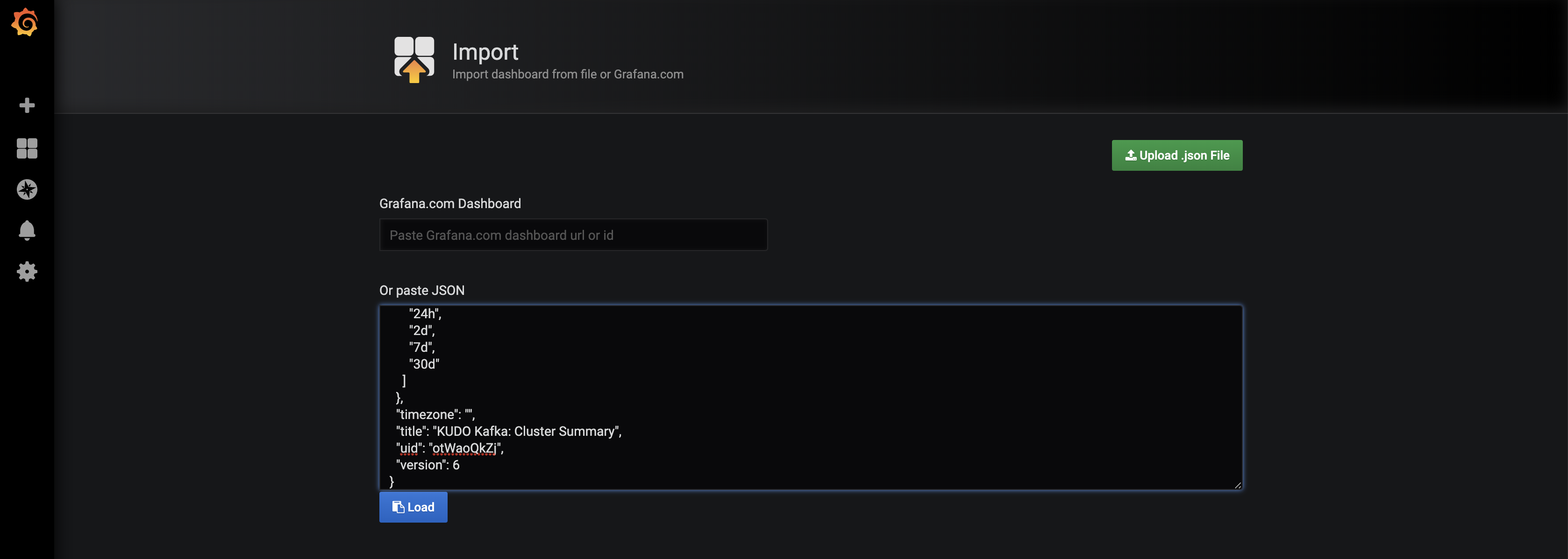 Grafana import